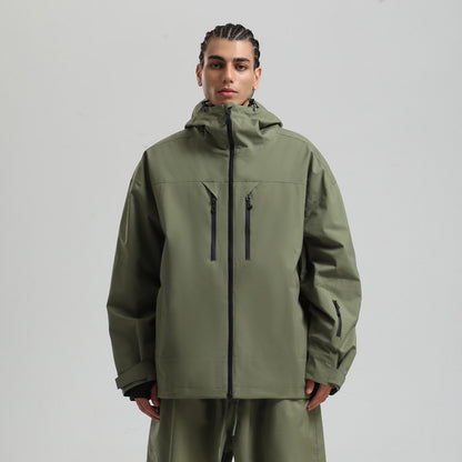 Men's Waterproof Breathable And Loose Zip Ski Suit Jacket