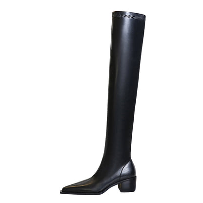 009-22 European And American Fashion Minimalist Chunky Heel High Heel Pointed Toe Sexy