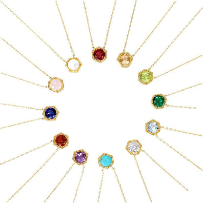 Twelve Birthstone S925 Silver Inlay Multicolor Cultivation Colored Gems Clavicle Chain Simple Necklace