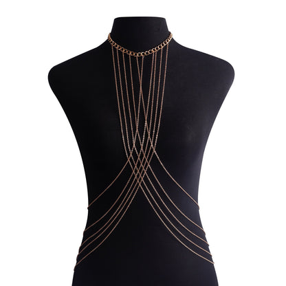 Fashion Creative Multi-layer Cross Body Chains Shop Hot Girl Chest Necklace