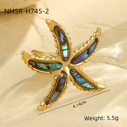 Starfish-shaped Fritillary Stud Earrings Open Ring