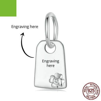 925 Silver Simple Brand Engraved DIY Pendant
