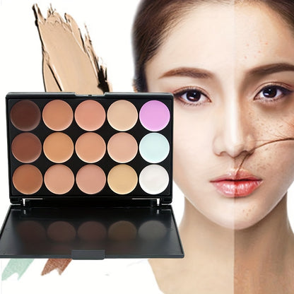 15-Color Waterproof Concealer Palette Pro - Full Coverage Foundation for Acne, Dark Circles, Freckles, Scars, Brightening, Contouring, and Isolation with Free Beauty Egg Brush