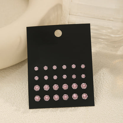 Pink Round Women's Earings Set