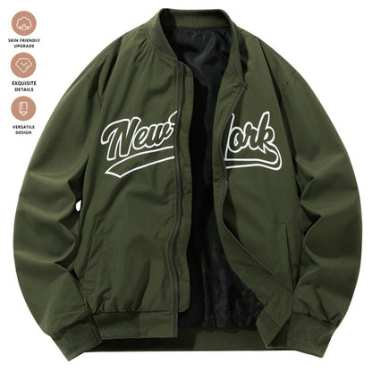 Baseball Uniform Retro Stand Collar Top Easy Matching Coat