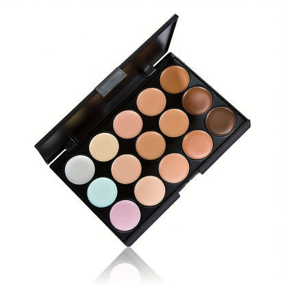 15-Color Waterproof Concealer Palette Pro - Full Coverage Foundation for Acne, Dark Circles, Freckles, Scars, Brightening, Contouring, and Isolation with Free Beauty Egg Brush