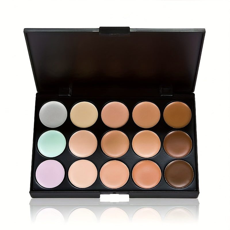 15-Color Waterproof Concealer Palette Pro - Full Coverage Foundation for Acne, Dark Circles, Freckles, Scars, Brightening, Contouring, and Isolation with Free Beauty Egg Brush