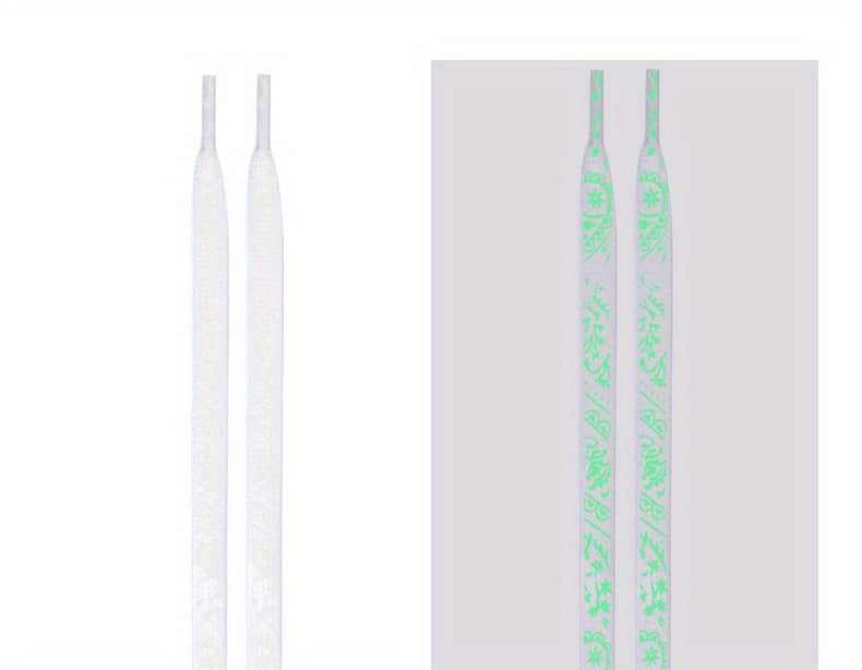 1 Pair of 47.24 Inch Long Glow-in-the-Dark Luminous Flat Shoelaces with Fluorescent Pattern for Enhanced Visibility at Music Festivals, Perfect for Sneakers, Boots & Shoes