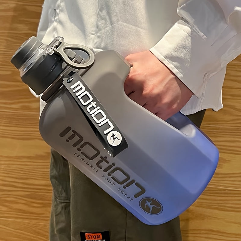 1pc Round 2.2L/77.93OZ Big Large Capacity Sports Water Bottle, Plastic, Gradient, Portable, Reusable, PVC Free, with Straw, for Fitness, Outdoor, Hand Wash Only