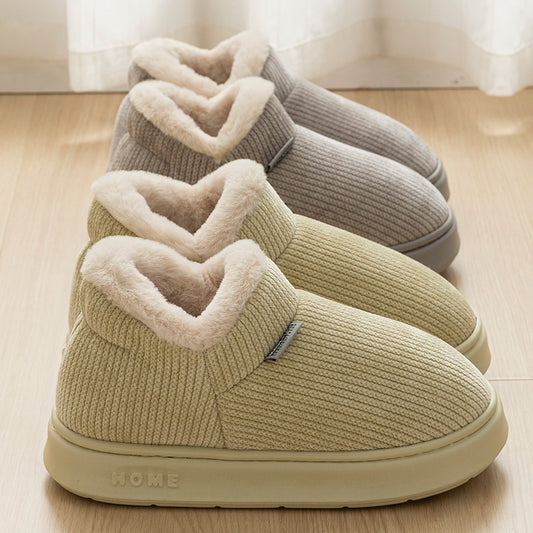 Ankle Wrap Cotton Slippers Women's Indoor Plush Thermal Non-slip Cotton-padded Shoes