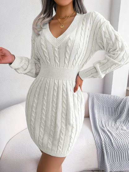 Waist-tight Twist Sheath Dress Woolen Skirt Women's Clothing