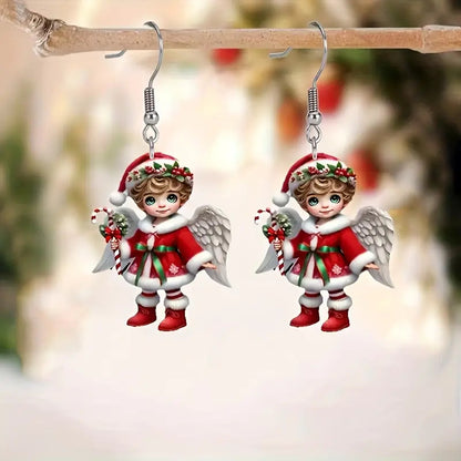 Acrylic Christmas Ornaments Little Angel Earrings