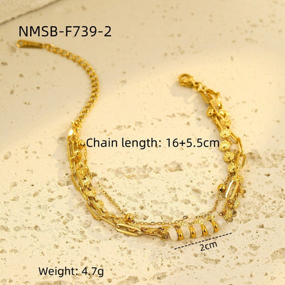 Niche Ins Natural Stone Freshwater Pearl Design Stainless Steel Bracelet