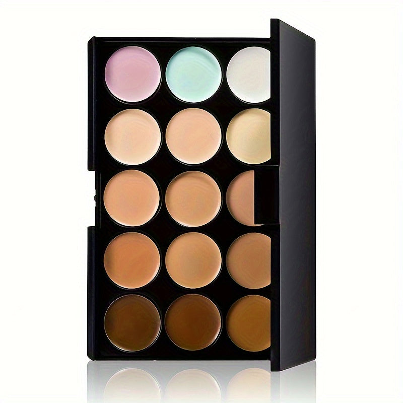 15-Color Waterproof Concealer Palette Pro - Full Coverage Foundation for Acne, Dark Circles, Freckles, Scars, Brightening, Contouring, and Isolation with Free Beauty Egg Brush