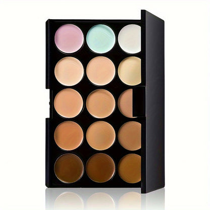 15-Color Waterproof Concealer Palette Pro - Full Coverage Foundation for Acne, Dark Circles, Freckles, Scars, Brightening, Contouring, and Isolation with Free Beauty Egg Brush