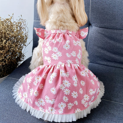 1pc Adorable Daisy Graphic Pet Dress - Soft, Breathable, Comfortable Loungewear for Dogs and Cats - Perfect for Summer Party, Outdoor Play, and Casual Wear