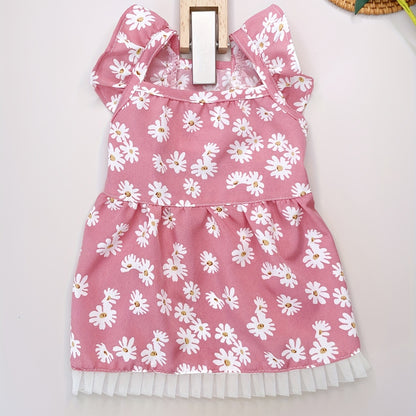 1pc Adorable Daisy Graphic Pet Dress - Soft, Breathable, Comfortable Loungewear for Dogs and Cats - Perfect for Summer Party, Outdoor Play, and Casual Wear