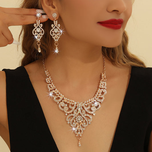 Hollow Necklace And Earrings Suite Women's Jewelry