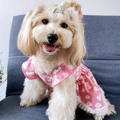 1pc Adorable Daisy Graphic Pet Dress - Soft, Breathable, Comfortable Loungewear for Dogs and Cats - Perfect for Summer Party, Outdoor Play, and Casual Wear