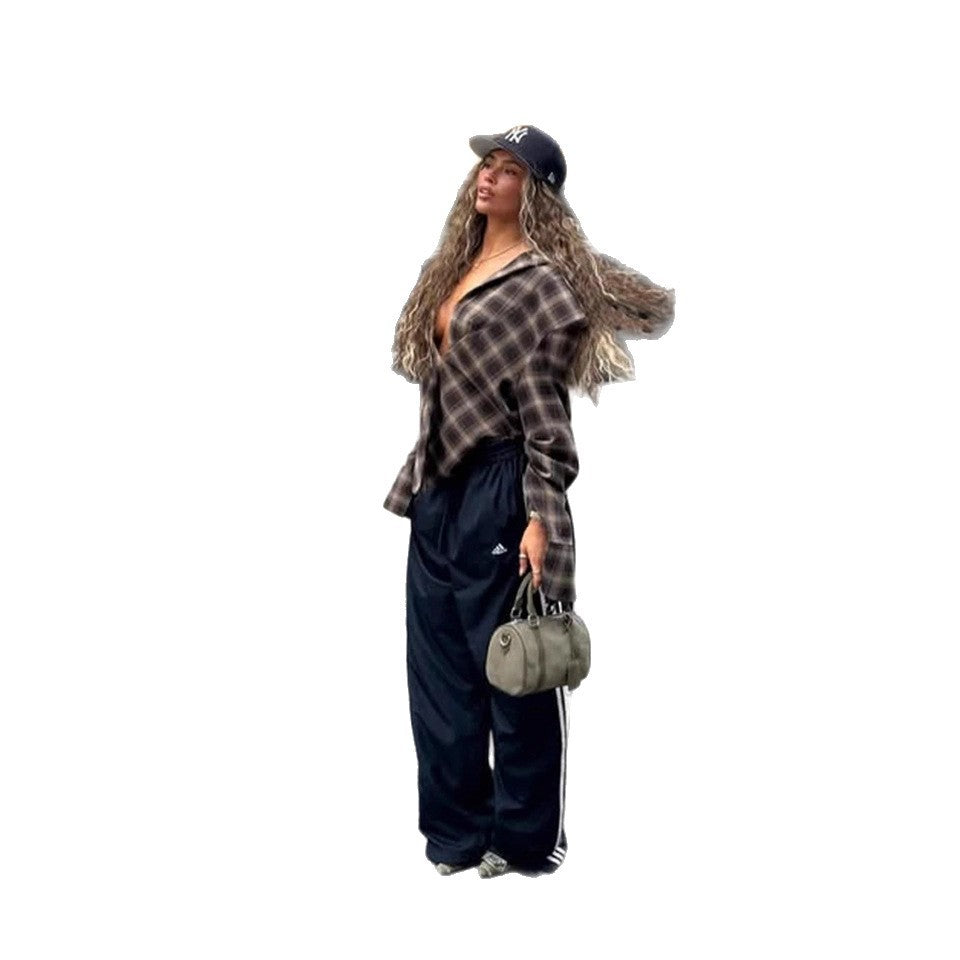 Women's Plaid Low Collar Shirt
