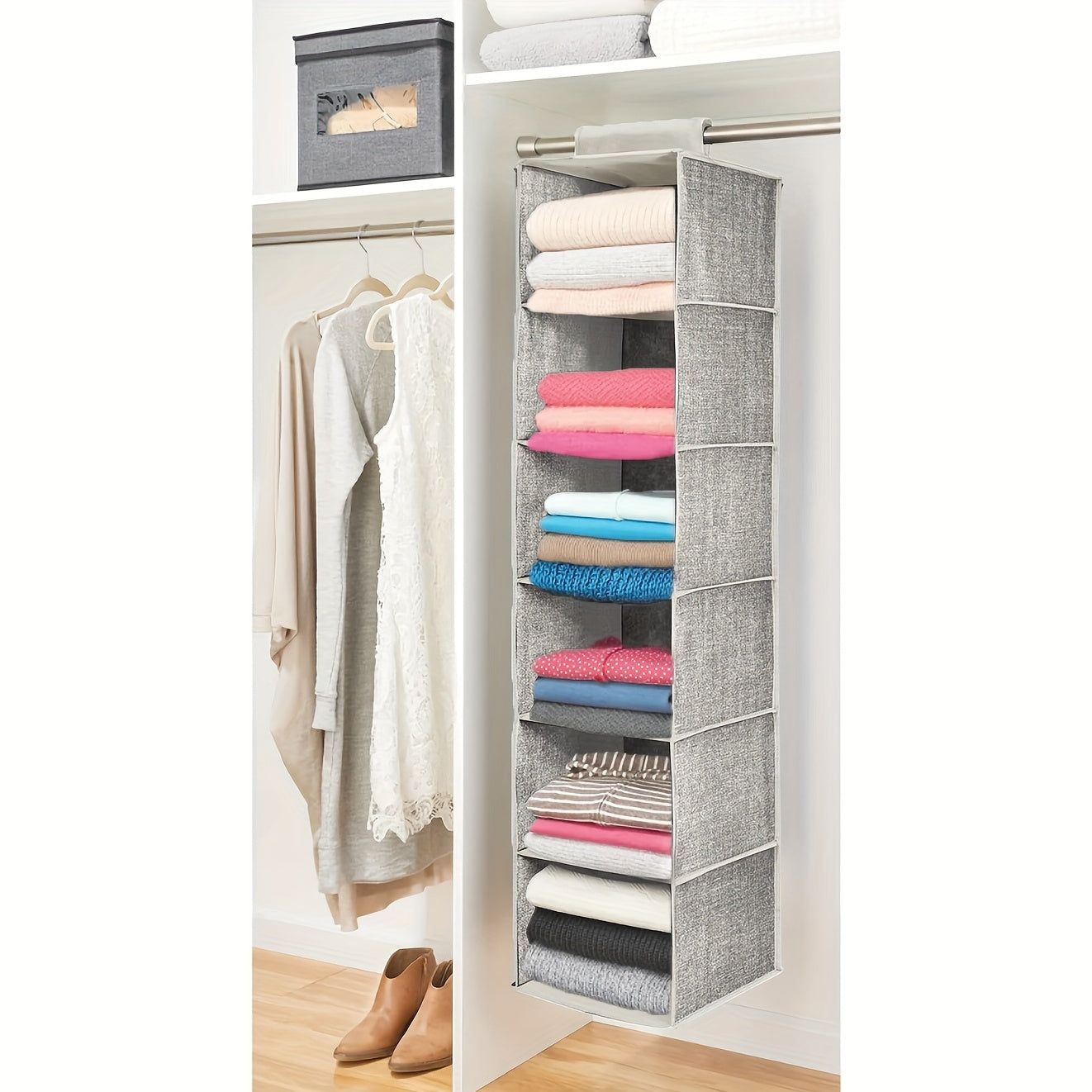1pc 6-Layer Fabric Hanging Storage Rack - Large Capacity Non-Installation Closet Organizer for Clothes, Dolls, Toys, and Sundries with Easy Storage and Management