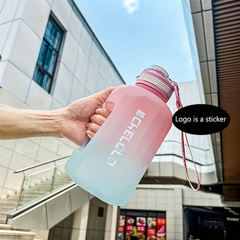 1pc Round 2.2L/77.93OZ Big Large Capacity Sports Water Bottle, Plastic, Gradient, Portable, Reusable, PVC Free, with Straw, for Fitness, Outdoor, Hand Wash Only