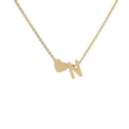 Simple Love Necklace Stainless Steel English 26 Letters